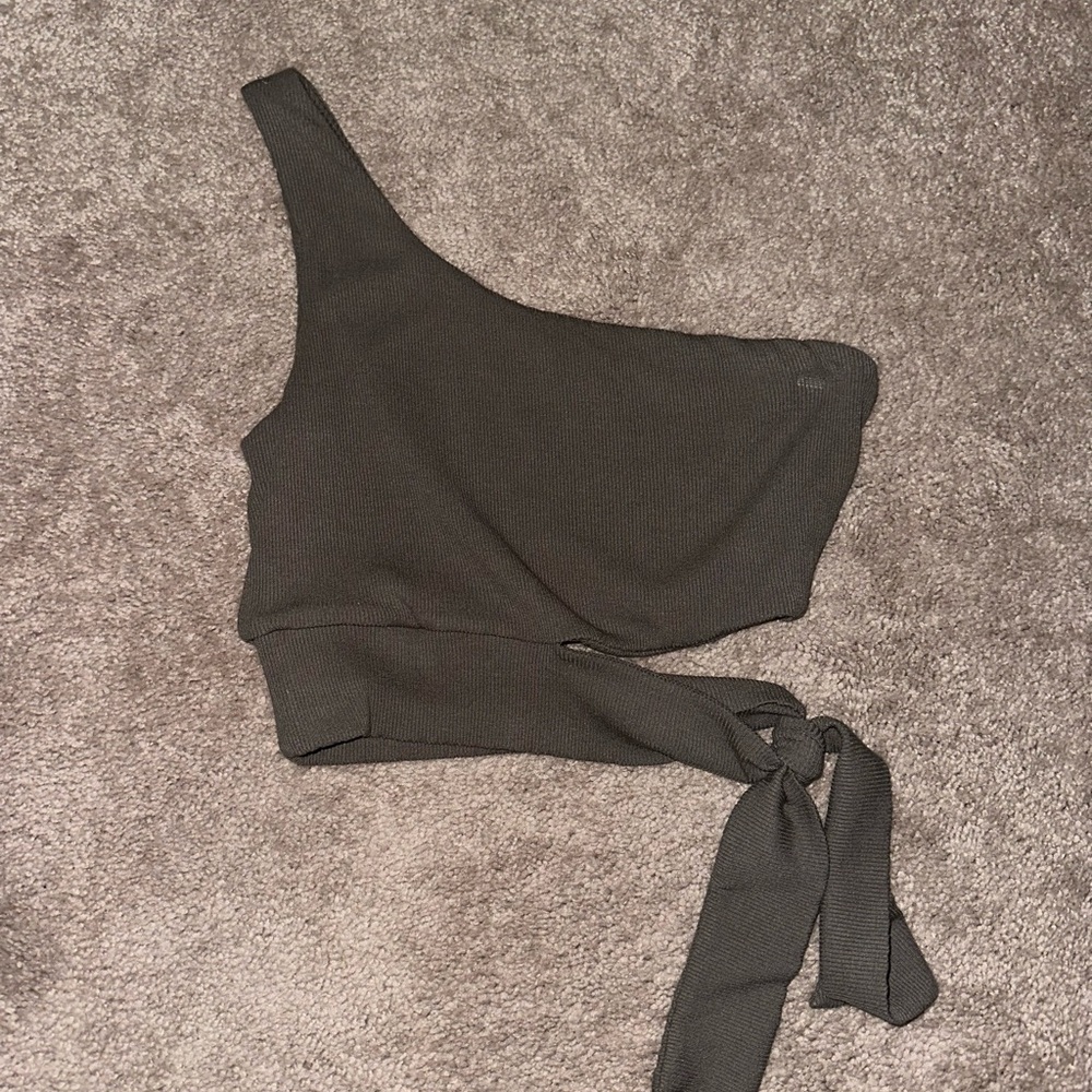 Olive Green One Shoulder Crop